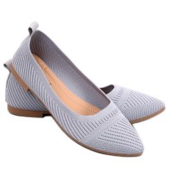 Baleriny z tkanego materiału Kayla Grey szare. Szare baleriny bez wzorów, z materiału, bez obcasa, bez zapięcia. Za 85.91 zł.