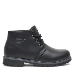 Trapery Fila. Czarne traperki Fila, bez wzorów, bez obcasa, bez zapięcia. Za 299.99 zł.
