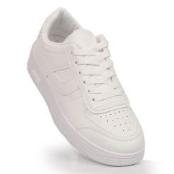 Buty sportowe na platformie Vinceza W JAN92A białe. Białe buty treningowe VINCEZA, bez wzorów, z gumy, bez zapięcia. Za 197.98 zł.