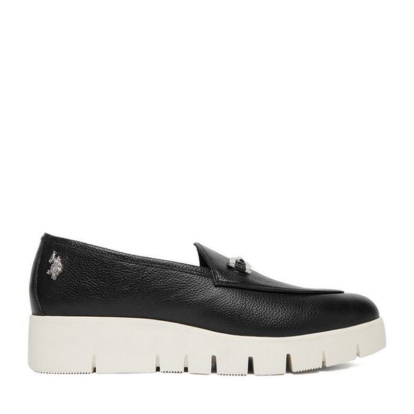 Półbuty U.S. Polo Assn. Czarne półbuty wsuwane U.S. Polo Assn., bez wzorów, bez obcasa, na koturnie. Za 222.99 zł.