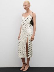 Mango Sukienka codzienna Azar 77024029 Écru Regular Fit. Sukienki Mango, na co dzień, xl, bez wzorów, z syntetyku, bez kołnierzyka, bez ramiączek, proste. Za 59.99 zł.