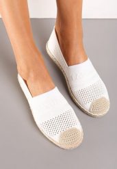 Białe Espadryle z Plecioną Cholewką przed Kostkę Mokosa. Białe espadryle Renee, z aplikacjami, boho, bez obcasa, na płaskiej podeszwie. W wyprzedaży za 35.99 zł.