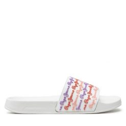 Klapki Pepe Jeans. Białe klapki Pepe Jeans, bez wzorów, z jeansu, bez obcasa, bez zapięcia. Za 149.99 zł.