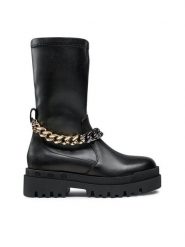 Badura Botki 3040-1 Czarny. Czarne botki Badura, bez wzorów, ze skóry, bez obcasa, na płaskiej podeszwie, bez zapięcia. Za 449.99 zł.