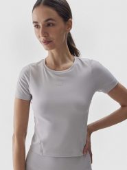 4F Koszulka sportowa w kolorze szarym rozmiar: M. Szare t-shirty sportowe 4f, m, bez wzorów, z materiału, bez ramiączek, outdoorowe. Za 74.99 zł.
