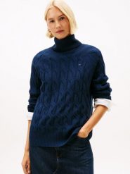 Tommy Hilfiger Wełniany sweter Kobiety Wełna niebieski, S. Niebieskie swetry Tommy Hilfiger, s, bez wzorów, z wełny, eleganckie, bez ramiączek. Za 479.95 zł.