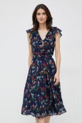 Lauren Ralph Lauren sukienka midi rozkloszowana. Sukienki Lauren Ralph Lauren, bez wzorów, z tkaniny, bez kołnierzyka, bez ramiączek, midi, rozkloszowane. Za 1,359.90 zł.