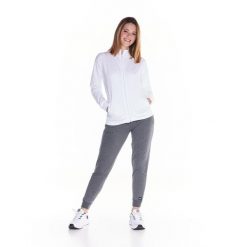 Bluza z zamek błyskawiczny na co dzień na siłownię. Białe bluzy bez kaptura LEONE 1947 APPAREL, m, bez wzorów, z dresówki, bez kaptura, na fitness i siłownię. W wyprzedaży za 273.65 zł.