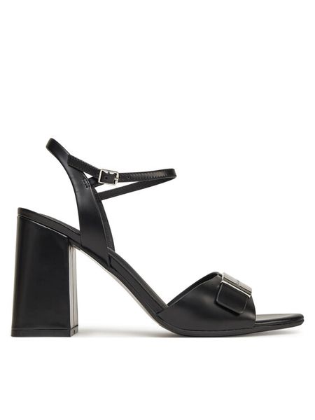 Calvin Klein Sandały Heel Sandal 85 W/Ck Hw - Lth HW0HW02485 Czarny. Czarne sandały Calvin Klein, bez wzorów, ze skóry, bez obcasa, na słupku, bez zapięcia. Za 449.99 zł.