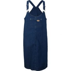Sukienka dżinsowa ogrodniczka. Niebieskie sukienki bonprix, bez wzorów, bez kołnierzyka, bez ramiączek. Za 119.99 zł.