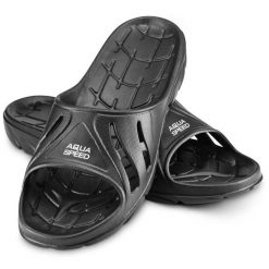 Klapki basenowe Aqua Speed Alabama. Czarne klapki Aqua-Speed, bez wzorów, sportowe, bez obcasa, bez zapięcia. Za 44.99 zł.