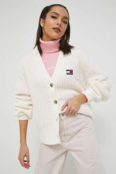 Tommy Jeans sweter damski kolor beżowy. Brązowe swetry Tommy Jeans, l, bez wzorów, z jeansu, bez ramiączek. Za 579.99 zł.