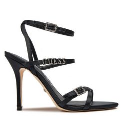 Sandały Guess. Czarne sandały Guess, z aplikacjami, bez obcasa, na szpilce, bez zapięcia. Za 839.99 zł.