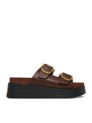 Guess Jeans Klapki CWBEO-HY62273-6 Brązowy. Brązowe klapki Guess Jeans, z aplikacjami, z jeansu, bez obcasa, bez zapięcia. Za 199.99 zł.