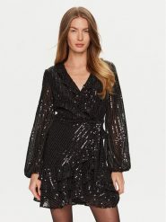 BARDOT Sukienka koktajlowa 59330DB4 Czarny Regular Fit. Czarne sukienki Bardot, bez wzorów, z syntetyku, wizytowe, bez kołnierzyka, bez ramiączek. Za 299.99 zł.