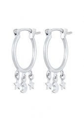 Elli Damskie kreole Star Moon Astro Trend w srebrze próby 925 Sterling Silver Kolczyki koła 1 ct. Szare kolczyki Elli, srebrne. Za 248.99 zł.