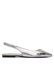 LOVE MOSCHINO Sandały JA11021G1MIF0902 Srebrny. Szare sandały Love Moschino, bez wzorów, ze skóry, bez obcasa, na płaskiej podeszwie, bez zapięcia. Za 899.99 zł.