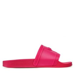 Klapki KARL LAGERFELD. Czerwone klapki KARL LAGERFELD, bez wzorów, bez obcasa, bez zapięcia. Za 199.99 zł.