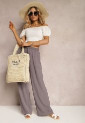 Szare Spodnie High Waist ze Sznurkiem w Talii i Prostą Nogawką Raveann. Szare jeansy Renee, bez wzorów, z jeansu, z podwyższonym stanem. W wyprzedaży za 35.99 zł.