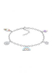 Elli Damski wisiorek z smiling face Kwiat Grzyb z emalią i szklanym kryształem, wykonany ze srebra próby 925 Sterling Silver Bransoletki 1 ct. Szare bransoletki Elli, srebrne. Za 333.99 zł.