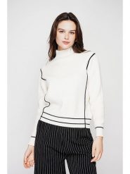 C& Jo Sweter w kolorze białym rozmiar: 40. Białe swetry C& Jo, bez wzorów, ze splotem, klasyczne, bez ramiączek. Za 117.73 zł.