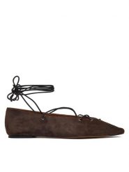 LAUREN RALPH LAUREN Baleriny Suede Lace-Up Pointed Ballet Flat 818P15775001 Brązowy. Brązowe baleriny Lauren Ralph Lauren, bez wzorów, ze skóry, bez obcasa, bez zapięcia. Za 1,799.00 zł.