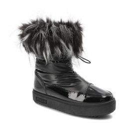 Czarne Śniegowce Big Star Ocieplane Buty Damskie. Czarne botki BIG STAR, bez wzorów, ze skóry ekologicznej, retro, bez obcasa, bez zapięcia. Za 149.00 zł.