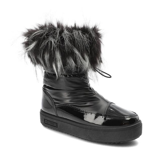 Czarne Śniegowce Big Star Ocieplane Buty Damskie. Czarne botki BIG STAR, bez wzorów, ze skóry ekologicznej, retro, bez obcasa, bez zapięcia. Za 149.00 zł.
