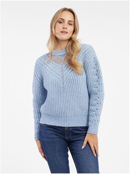 Orsay Sweter w kolorze błękitnym rozmiar: XL. Niebieskie swetry Orsay, xl, bez wzorów, z bawełny, bez ramiączek. Za 72.45 zł.