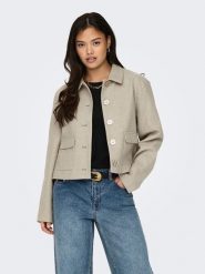 JDY Kurtka przejściowa w kolorze beżowym rozmiar: S. Brązowe kurtki JDY, s, bez wzorów, bez kaptura. Za 158.47 zł.