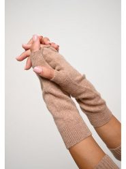 AUTHENTIC CASHMERE Kaszmirowe mitenki "Serre" w kolorze beżowym rozmiar: onesize. Brązowe rękawiczki AUTHENTIC CASHMERE, bez wzorów, z kaszmiru. Za 121.99 zł.