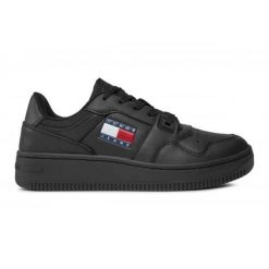 Buty Tommy Hilfiger Retro Basket Ess EN0EN02505BDS czarne. Czarne buty treningowe bez wzorów, z gumy, bez zapięcia. Za 500.30 zł.