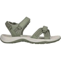 Sandały damskie Whistler Kali. Zielone sandały WHISTLER, bez wzorów, z materiału, eleganckie, bez obcasa, bez zapięcia. Za 255.00 zł.