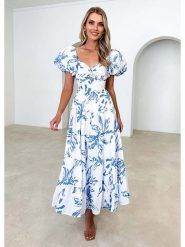 Tazga Sukienka w kolorze biało-niebieskim rozmiar: 34. Białe sukienki Tazga, bez wzorów, bez kołnierzyka, bez ramiączek, maxi. Za 122.96 zł.