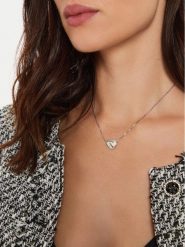 Guess Naszyjnik JUBN04 501JW Srebrny. Szare naszyjniki Guess, z tworzywa sztucznego, metalowe. Za 259.99 zł.