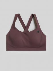 4F Biustonosz treningowy ze średnim wsparciem damski - brązowy XL. Brązowe biustonosze sportowe 4f, bez wzorów, z gumy, na fitness i siłownię. Za 179.99 zł.