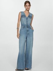Mango Kombinezon Venetia 77094016 Niebieski Regular Fit. Niebieskie sukienki Mango, xs, bez wzorów, z bawełny, bez kołnierzyka, bez ramiączek. Za 139.99 zł.