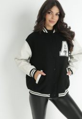 Czarna Kurtka Bomberka Oversize ze Ściągaczem Glouly. Czarne kurtki Born2be, l, bez wzorów, ze skóry, eleganckie, bez kaptura. W wyprzedaży za 209.99 zł.