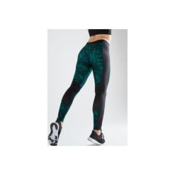 Legginsy fitness kardio damskie 120 z nadrukiem graficznym. Zielone legginsy DOMYOS, bez wzorów, z elastanu. Za 64.99 zł.
