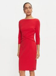 Calvin Klein Sukienka koktajlowa K20K207470 Czerwony Slim Fit. Czerwone sukienki Calvin Klein, bez wzorów, z syntetyku, wizytowe, bez kołnierzyka, bez ramiączek. Za 849.99 zł.