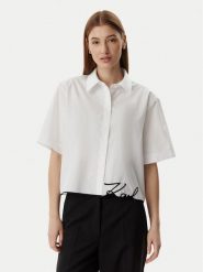 KARL LAGERFELD Koszula B2W11017 Biały Loose Fit. Białe koszule KARL LAGERFELD, bez wzorów, z bawełny, bez kołnierzyka, bez ramiączek. Za 779.99 zł.