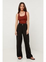 Le Monde du Lin Lniane spodnie w kolorze czarnym rozmiar: 36/38. Czarne spodnie materiałowe Le Monde du Lin, bez wzorów, ze lnu. Za 143.99 zł.