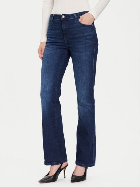 Guess Jeansy W5BA15 D0791 Niebieski Straight Fit. Niebieskie jeansy Guess, z aplikacjami, z bawełny. Za 439.99 zł.