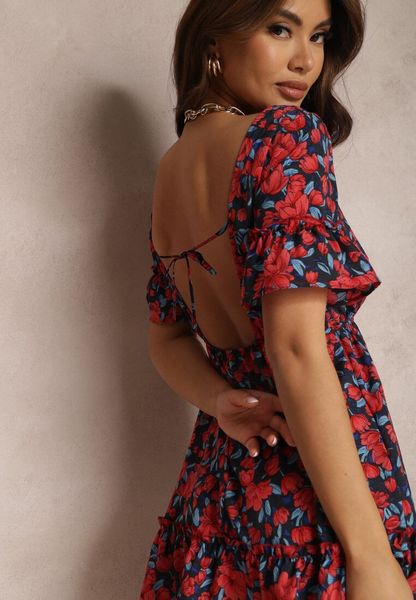 Czerwono-Czarna Sukienka Rimoxea. Czerwone sukienki Renee, l, bez wzorów, z gumy, bez kołnierzyka, bez ramiączek, mini. Za 49.99 zł.