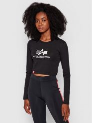 Alpha Industries Bluzka Basic Cropped 116076 Czarny Slim Fit. Czarne bluzki Alpha Industries, xl, bez wzorów, z bawełny, bez kołnierzyka, bez ramiączek. Za 69.99 zł.