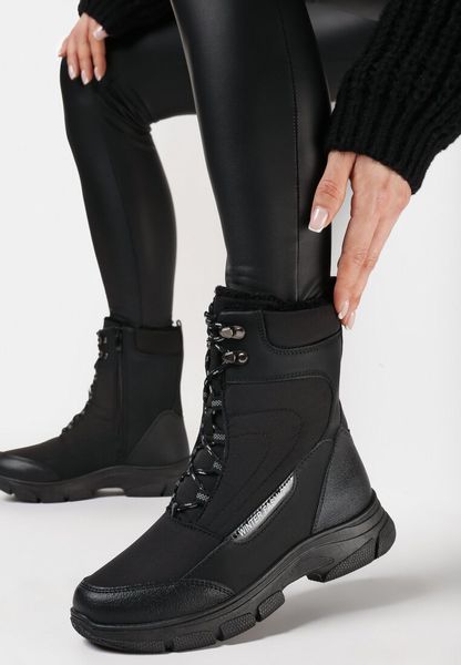 Czarne Śniegowce za Kostkę z Sznurowaniem Perkes. Czarne śniegowce Born2be, bez wzorów, za kostkę, bez zapięcia. Za 59.99 zł.