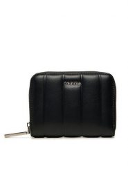 Calvin Klein Mały Portfel Damski Line Quilt Medium Zip Around K60K613066 Czarny. Czarne portfele Calvin Klein, bez wzorów, ze skóry. Za 219.99 zł.