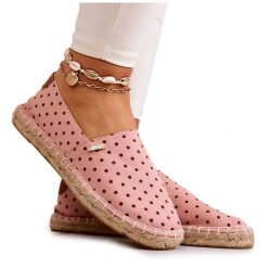 Damskie Espadryle W Groszki Big Star JJ274869 Różowe. Czerwone espadryle bez wzorów, z gumy, retro, bez obcasa. Za 182.49 zł.