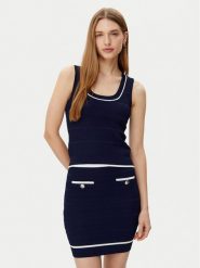Guess Bluzka 5RGR03 5640Z Granatowy Regular Fit. Niebieskie bluzki Guess, xxs, z aplikacjami, z wiskozy, bez kołnierzyka, bez ramiączek. Za 219.99 zł.