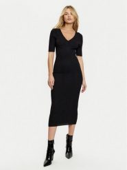 Guess Sukienka dzianinowa W5RK11 Z2V62 Czarny Bodycon Fit. Czarne sukienki Guess, l, z aplikacjami, z dzianiny, bez kołnierzyka, bez ramiączek, bodycon. Za 359.99 zł.